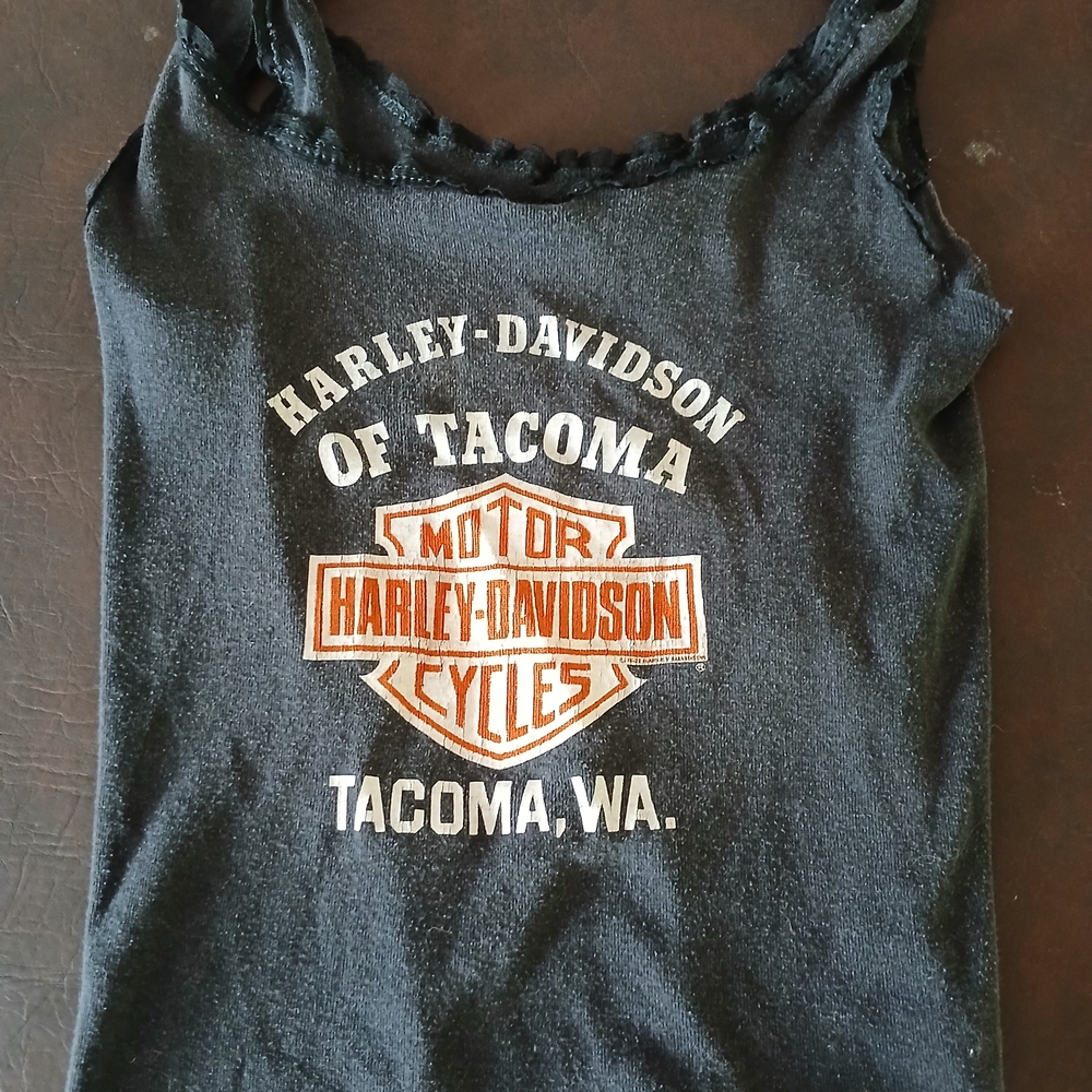 Harley-Davidson Black and Orange Lace Trim Tank